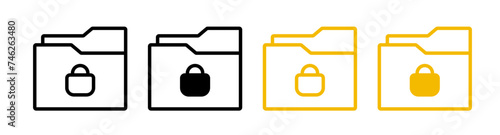 Secret folder icon in filled and outlined style on white background photo