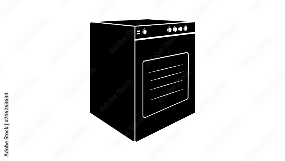 gas stove with oven, black isolated silhouette gas stove with oven, black isolated silhouette