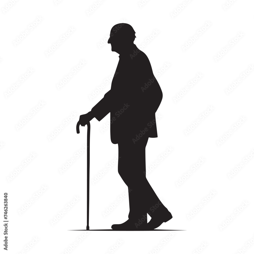 Timeless Wisdom: Vector Silhouette of an Elderly Person - Capturing the Grace, Experience, and Resilience of Age in Timeless Form. Old man silhouette. Timeless Wisdom: Vector Silhouette of an Elderly Person - Capturing the Grace, Experience, and Resilience of Age in Timeless Form. Old man silhouette.