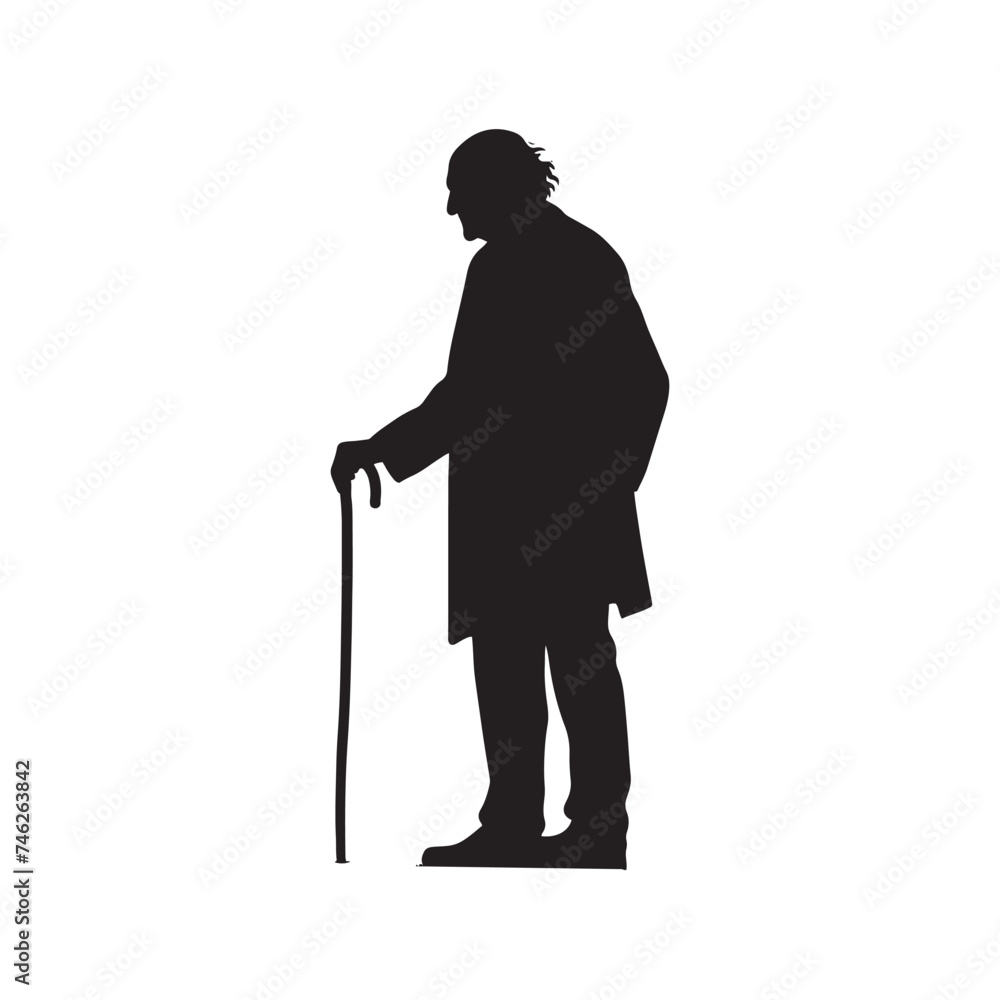 Timeless Wisdom: Vector Silhouette of an Elderly Person - Capturing the Grace, Experience, and Resilience of Age in Timeless Form. Old man silhouette. Timeless Wisdom: Vector Silhouette of an Elderly Person - Capturing the Grace, Experience, and Resilience of Age in Timeless Form. Old man silhouette.