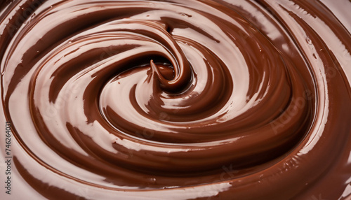 Melted chocolate swirl background with copy-space; cooking and cuisine concept