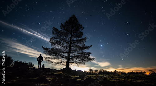 star gazing night sky observation - astrophotography - astronomy night sightseeing - Astronomical Telescope club illustration