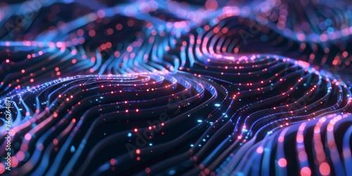 AI neural network visualization, data flow and technology merge, futuristic glow photo
