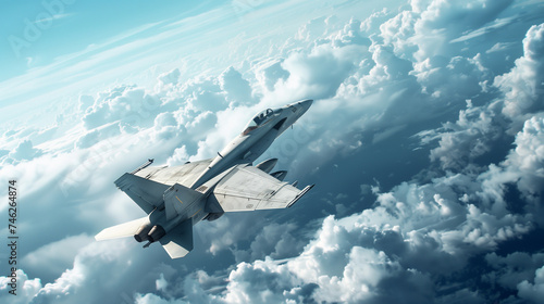 Fighter jet in the sky.