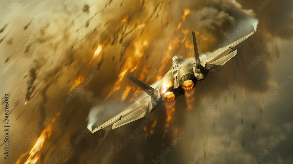 Naklejka premium Fighter jet in the sky.