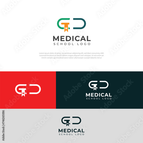 Creative Medical school logo design vector template.