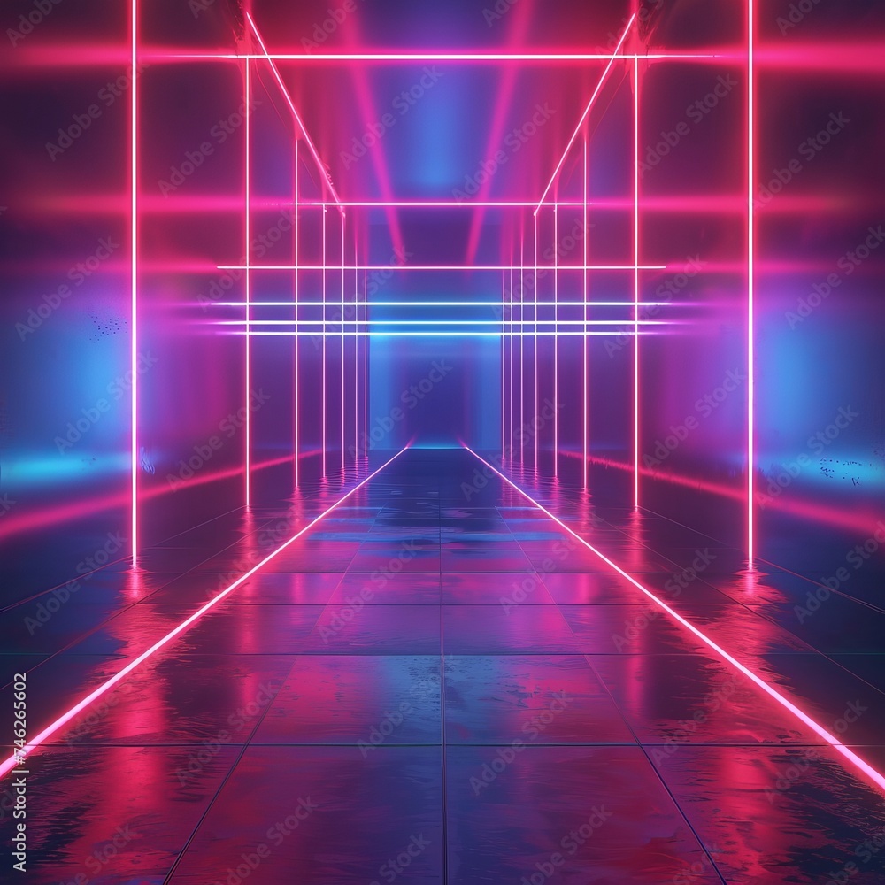 Futuristic Neon Background, Graphic Element, 3d Wallpaper, Minimalist, Abstract, Tech, Pink and Blue, Copy Space, Negative Space, Graphic Resources