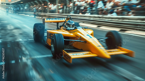 Race Car in Full Throttle on the Circuit. © Anna