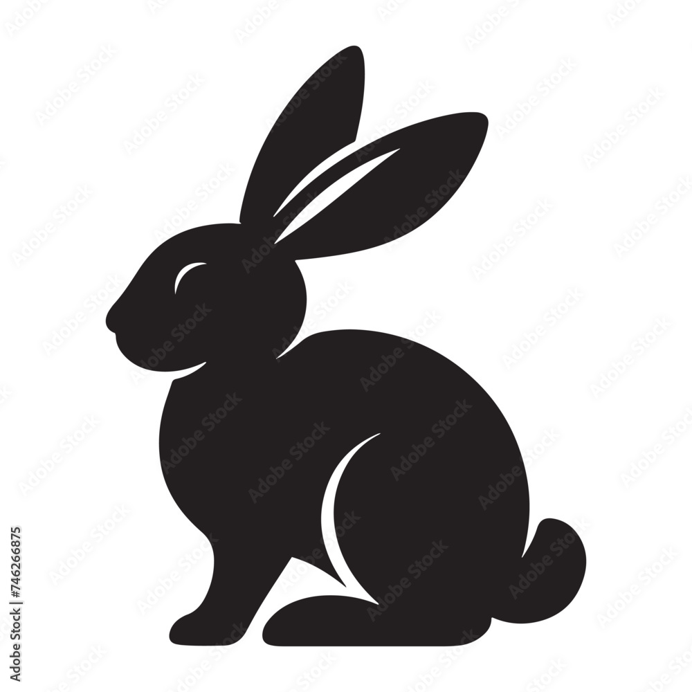 Obraz premium Graceful Hare: Vector Silhouette of Easter Bunny - A Whimsical Symbol of Joy, Renewal, and Springtime Celebration in Elegant Form. Vector easter bunny, Easter bunny silhouette.