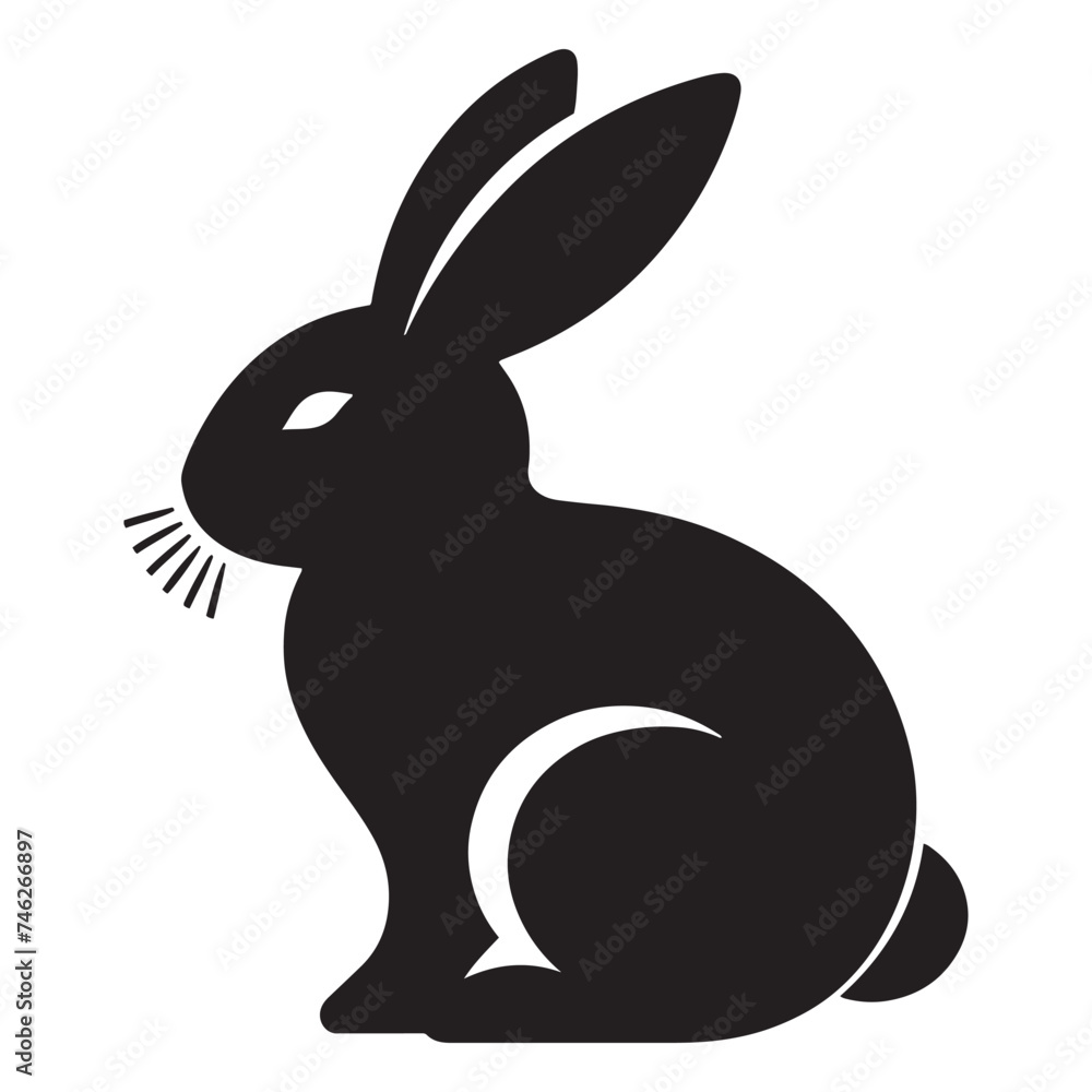 Obraz premium Graceful Hare: Vector Silhouette of Easter Bunny - A Whimsical Symbol of Joy, Renewal, and Springtime Celebration in Elegant Form. Vector easter bunny, Easter bunny silhouette.