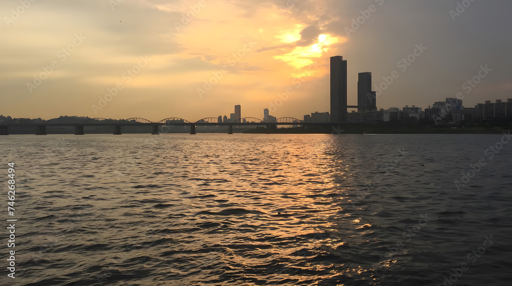 Yeouido sunset seen from Hangang Park Yeouido sunset seen from Hangang Park