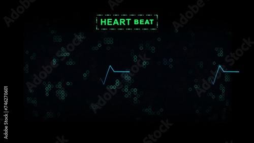 Heart Beat HUD Medical Element Isolated on Dark Background.