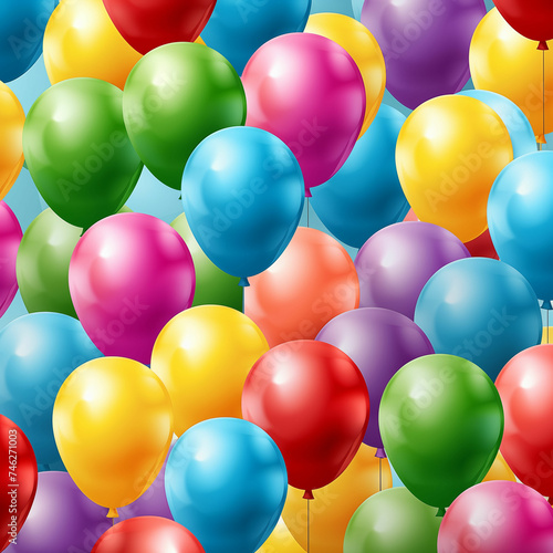 Large Group of Colorful Balloons Floating in the Air. Generative AI