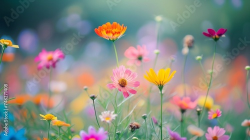 A close-up of a vibrant field of wildflowers, each petal and stem captured in exquisite detail.  © Resonant Visions