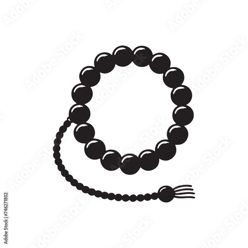 Sacred Contemplation: Vector Silhouette of Prayer Beads - Symbolizing Devotion, Meditation, and Spiritual Reflection in Elegant Form.