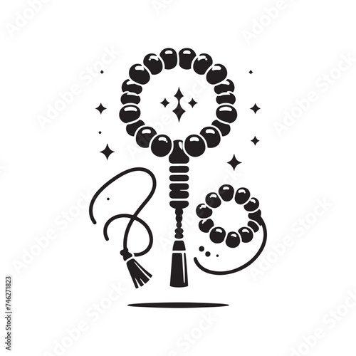 Sacred Contemplation: Vector Silhouette of Prayer Beads - Symbolizing Devotion, Meditation, and Spiritual Reflection in Elegant Form.