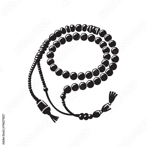 Sacred Contemplation: Vector Silhouette of Prayer Beads - Symbolizing Devotion, Meditation, and Spiritual Reflection in Elegant Form.
