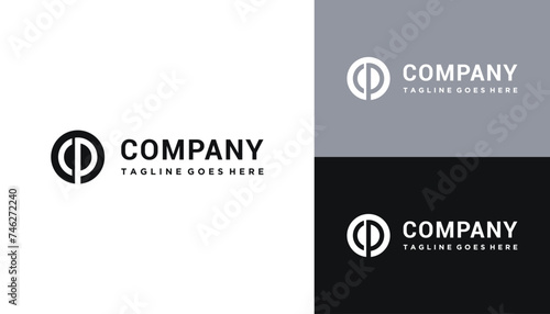 Circular Initial Letter CP P C PC with Simple Optical Circle Line Art Logo Design