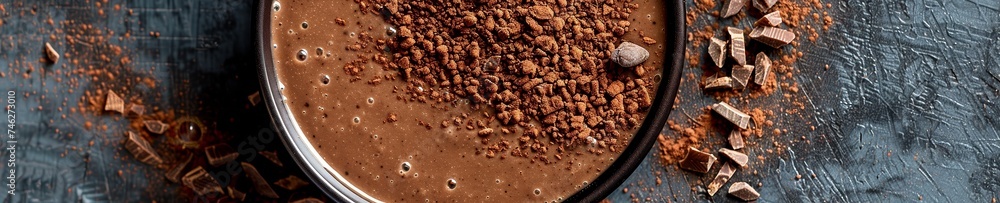 Cocoa powder dusting over a smoothie bowl chocolatey goodness Cocoa powder dusting over a smoothie bowl chocolatey goodness