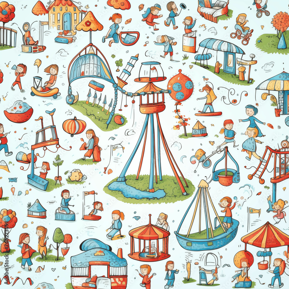 Children Playing in a Park. Generative AI Children Playing in a Park. Generative AI