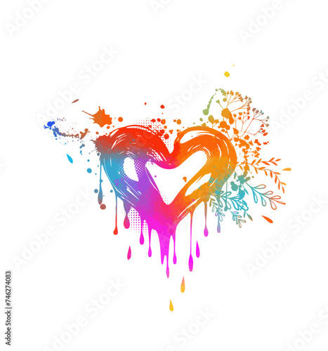 colored heart of blots. hand drawing. Happy Valentine's Day. Not AI, Vector illustration.