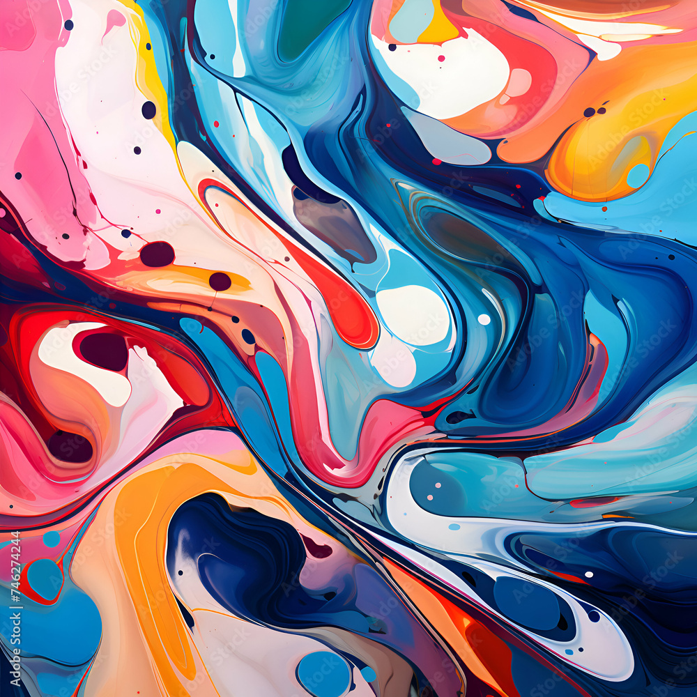Colorful abstract background of acrylic paint in blue. red and yellow tones Colorful abstract background of acrylic paint in blue. red and yellow tones