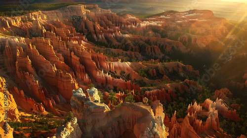 Beautiful scenery of a canyon landscape in bryce canyon national park 
