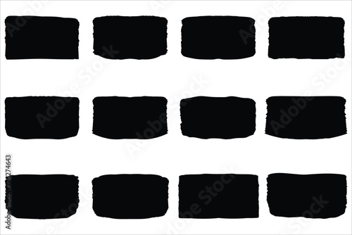 Brush Set black paint, ink brush, brush strokes, brushes, lines, frames, grungy or background for text.