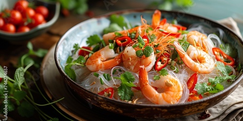A delectable seafood and rice noodle dish from Thailand.