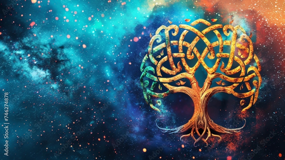 Colorful Yggdrasil Tree Of Life And World Tree Of Viking And Norse ...