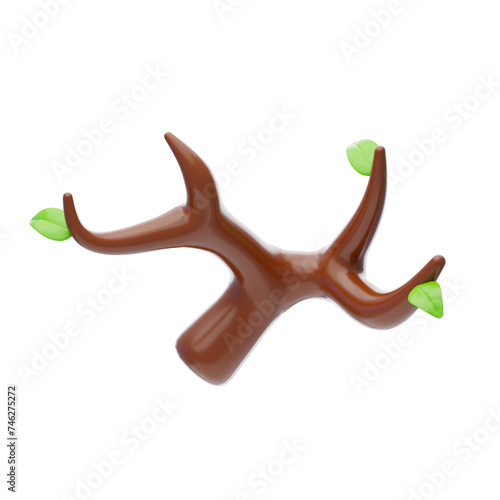 3D Branch Model Natural Elegance In Arboreal Form. 3d illustration  3d element  3d rendering. 3d visualization isolated on a transparent background