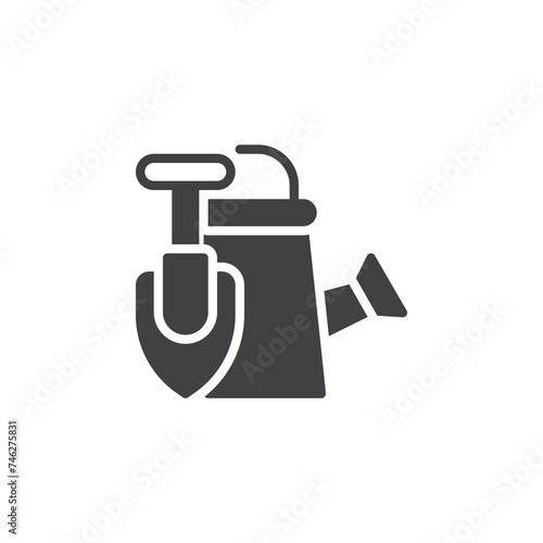 Shovel and watering can vector icon
