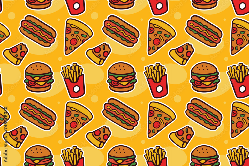 Junkfood Seamless Pattern Illustration