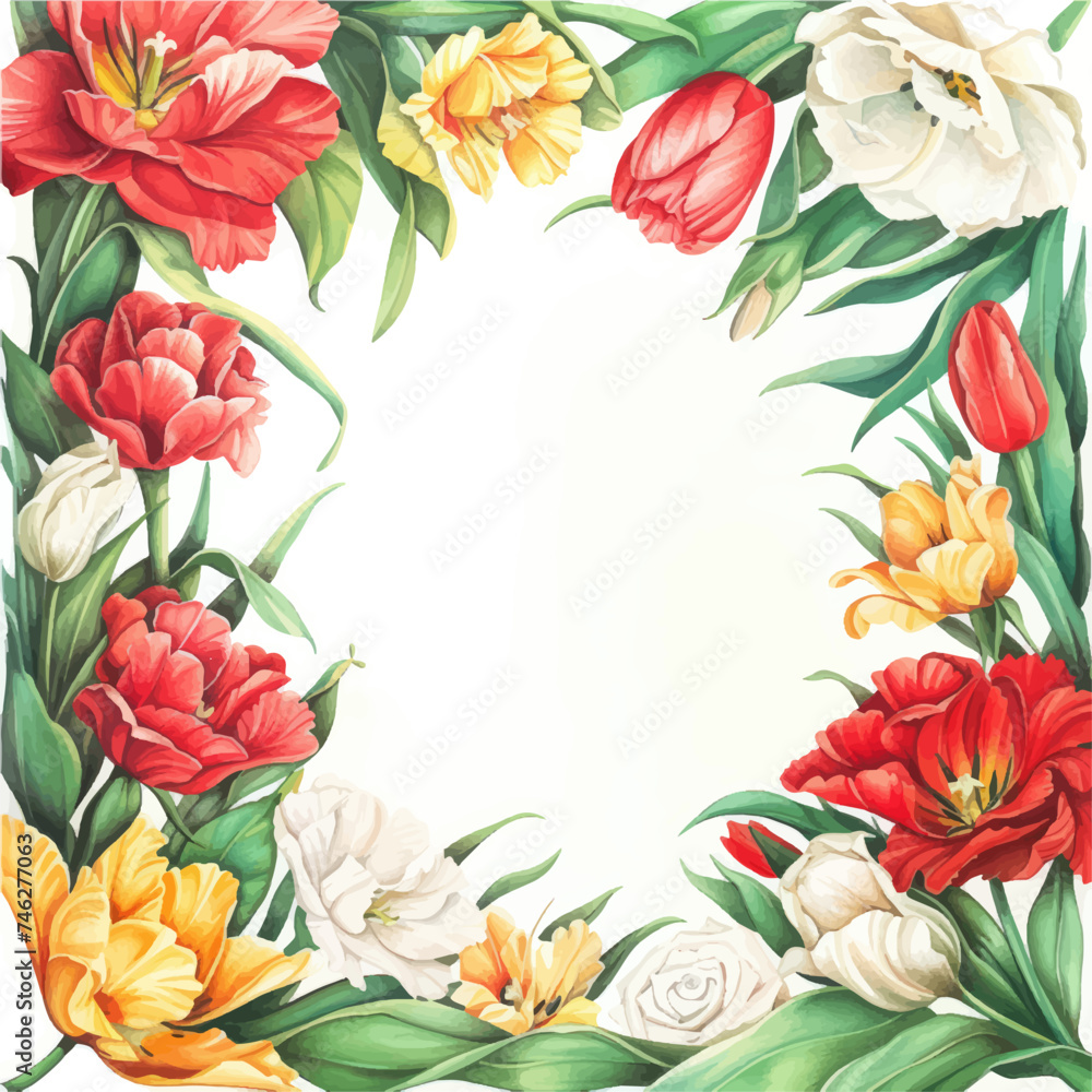 custom made wallpaper toronto digitalVector watercolor banner with beautiful flowers framed for mother's day. Feliz dia de la madre