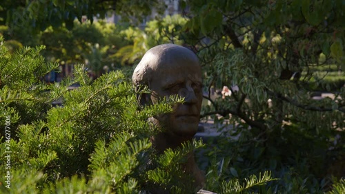 The Sculpted Likeness of Wilhelm Furtwangler's Head in Baden-Baden, Germany - Close Up photo