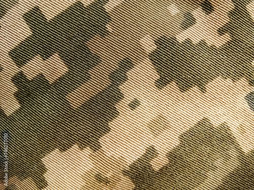Pixel fabric design for Ukrainian military uniform, background space