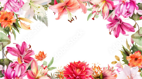 Vector watercolor banner with beautiful flowers framed for mother s day. Feliz dia de la madre