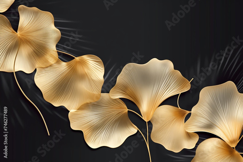 Luxury Golden Ginkgo leaves background