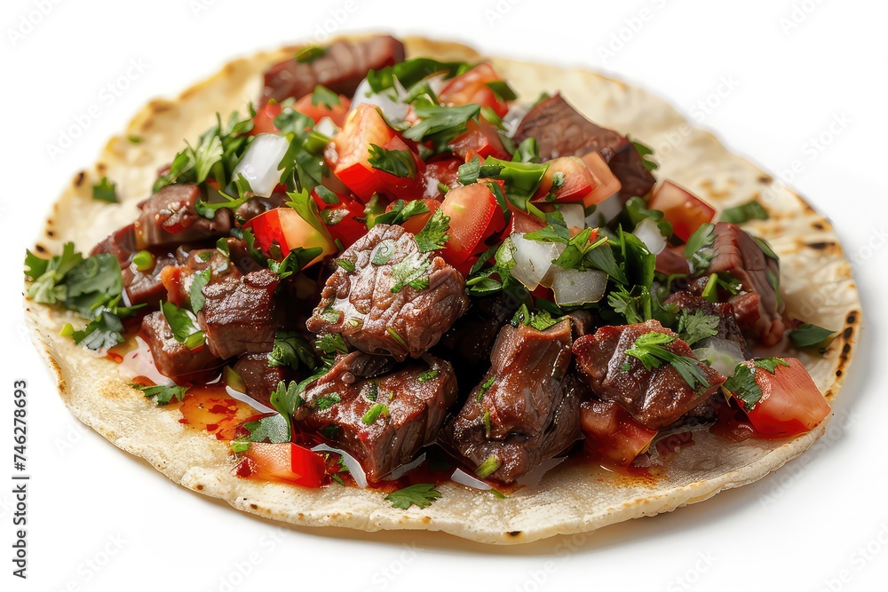 Taco With Beef In Tomato Sauce And Salsa, Generative AI Taco With Beef In Tomato Sauce And Salsa, Generative AI