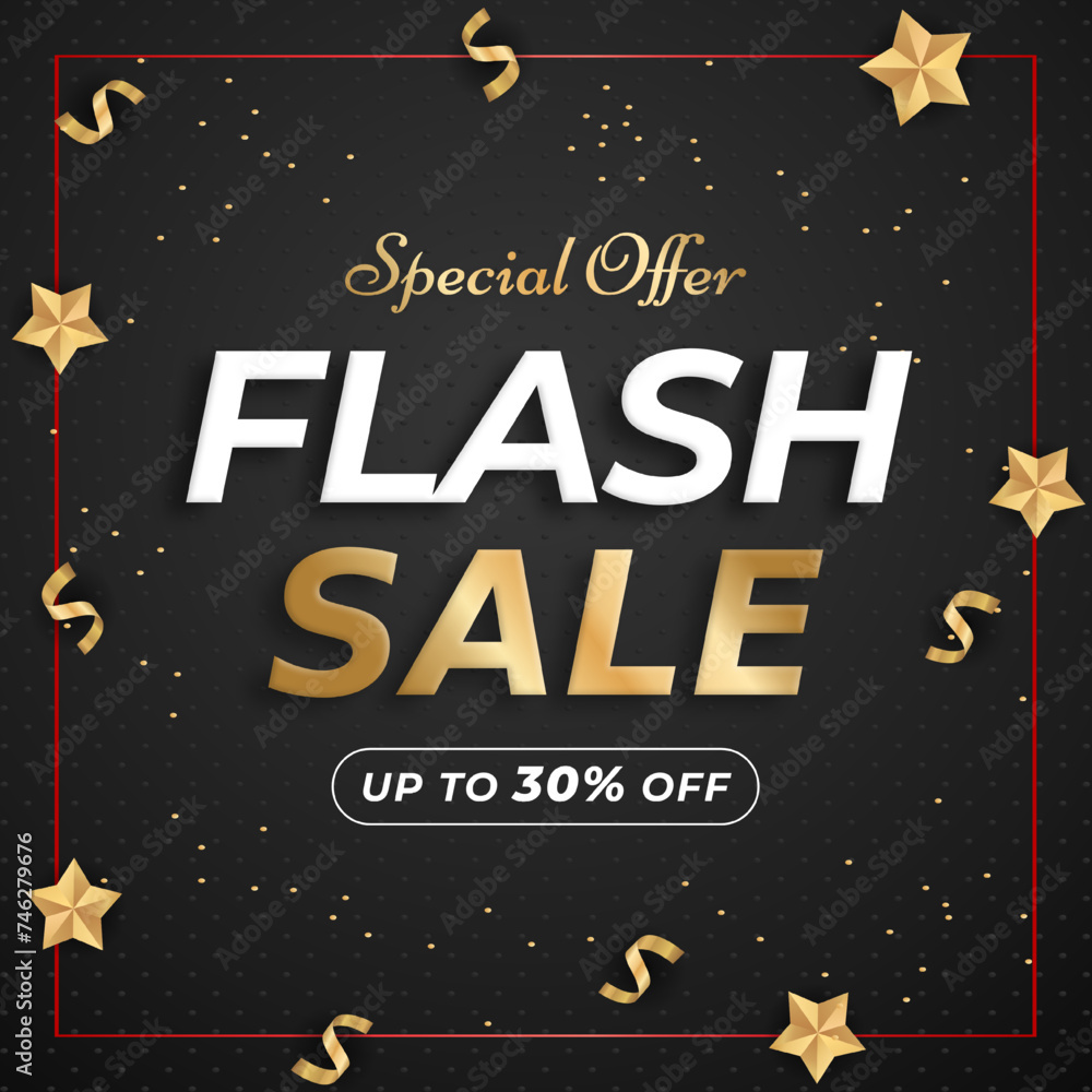 Flash Sale Vector with gift box design background with discount up to 30% off. Special Offer. Vector illustration.	