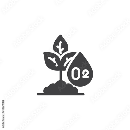 Growing plant and oxygen vector icon