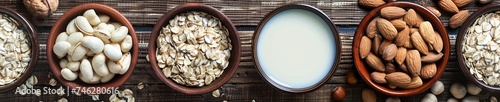 Plant based milk varieties from almonds to oats dairy free delight photo