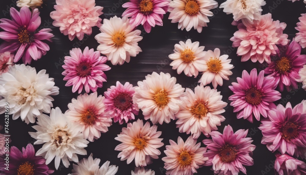Fototapeta premium top view of some flowers background image