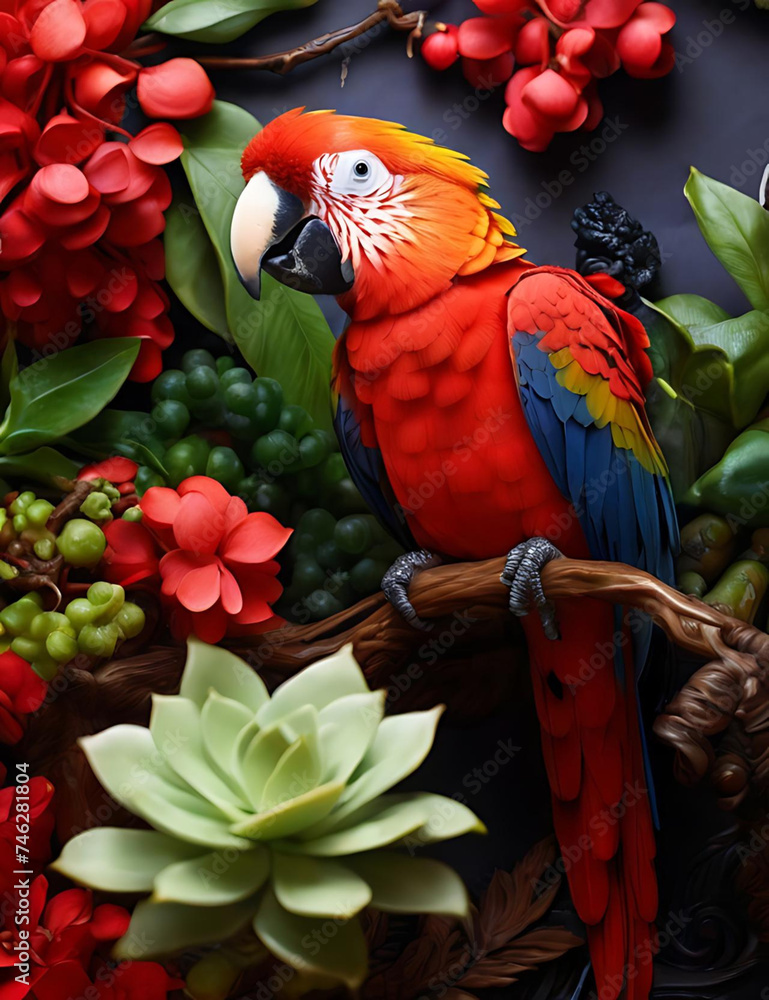 Obraz premium Red Parrot 02