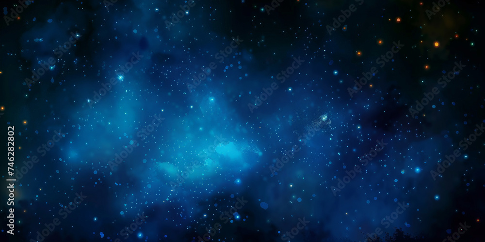 blue watercolor space background with stars, milky way, nebula, galaxy, cosmos milky way, blue background banner,  night sky background