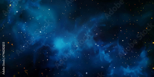 blue watercolor space background with stars, milky way, nebula, galaxy, cosmos milky way, blue background banner,  night sky background photo