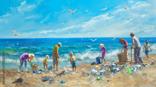 Community Beach Clean-Up Effort Painting