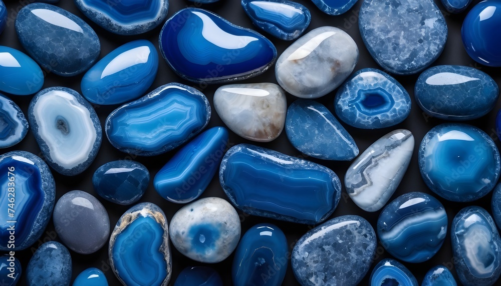 Blue agate stones background - obrazy, fototapety, plakaty 