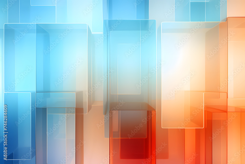 gradient frosted glass of blue and orange abstract background