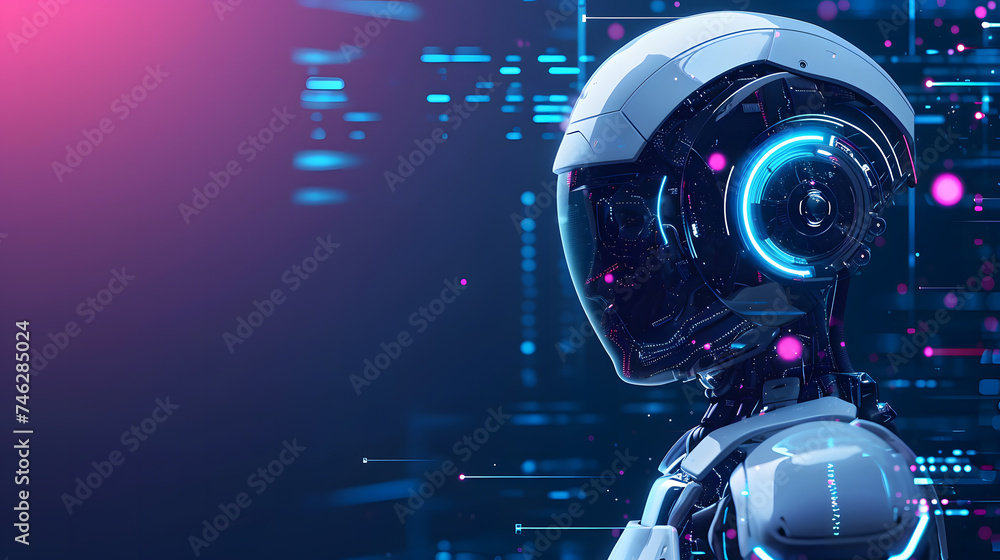 AI robot with analysis big data web design background AI robot with analysis big data web design background